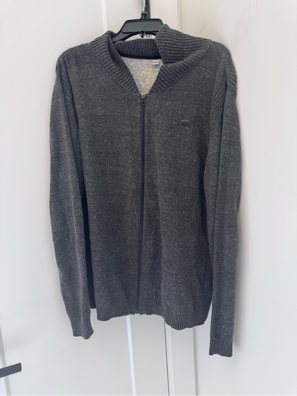 Diesel Men's Dark Gray Full-Zip Knit Sweater